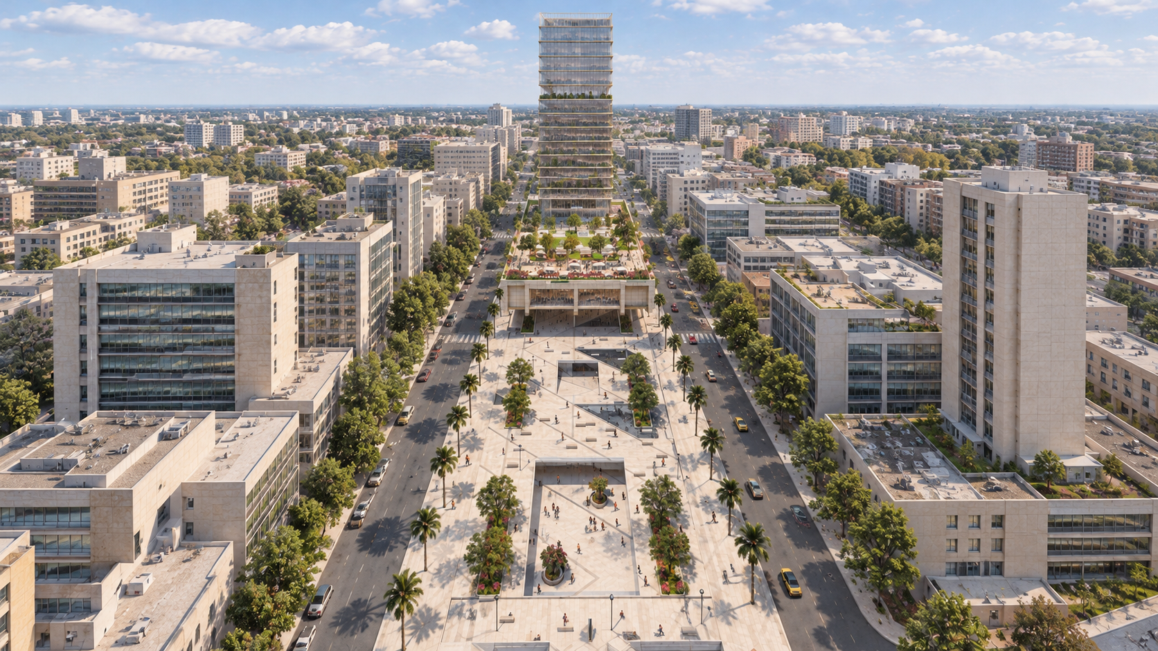 Contemporary visualization of the landscaped public realm