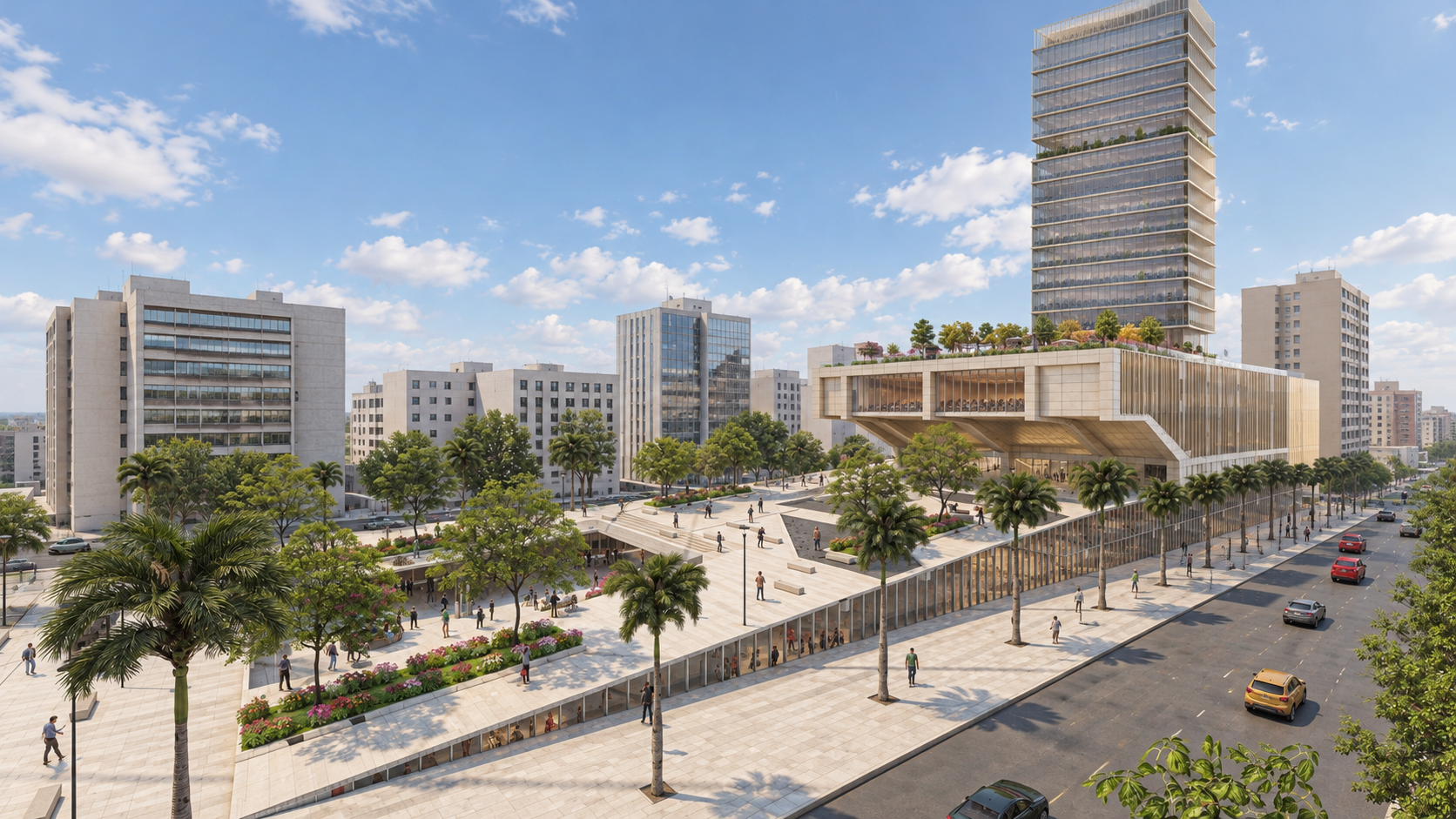 Contemporary visualization of The Mall proposal within its urban context