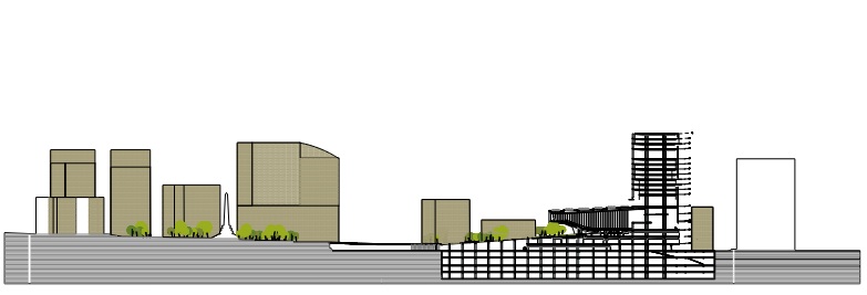 Long section Plaza Francia and The Mall