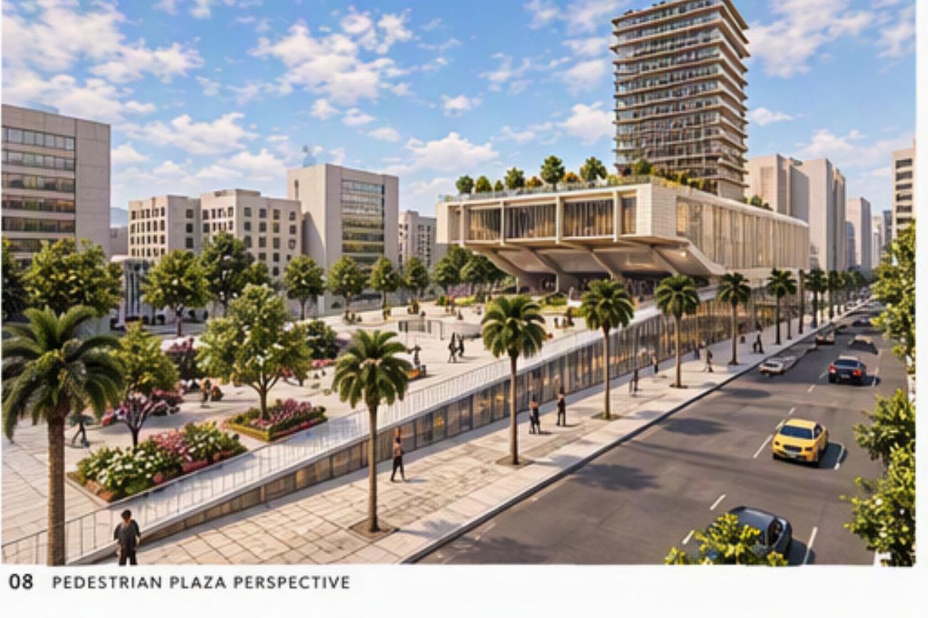 Pedestrian plaza perspective of The Mall proposal